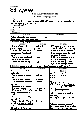 Giáo án Tiếng Anh Lớp 8 - Tuần 28